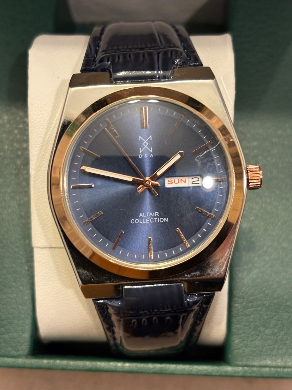 Altair Collection Men's Blue Dial Watch with Rose Gold Accents